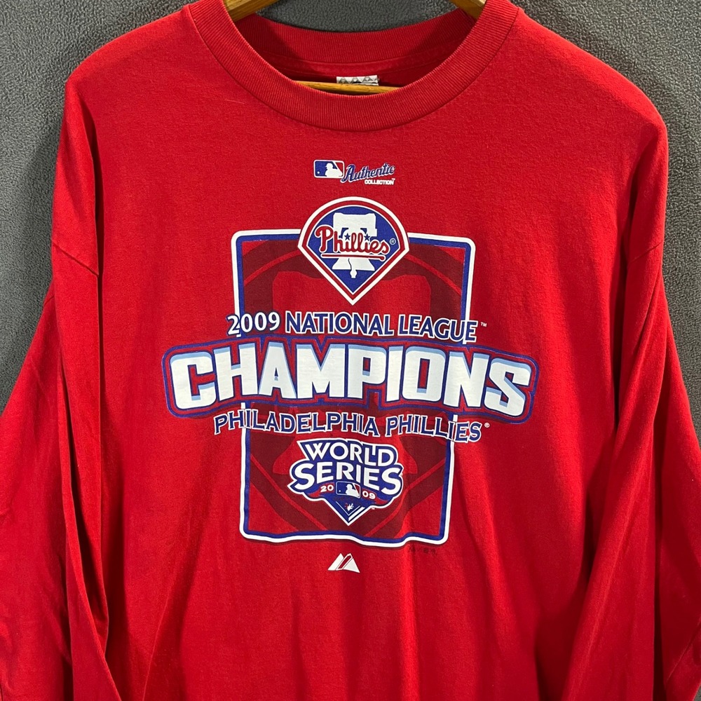 Philadelphia Phillies 2009 World Series NL Champions Red Long Sleeve Shirt XL